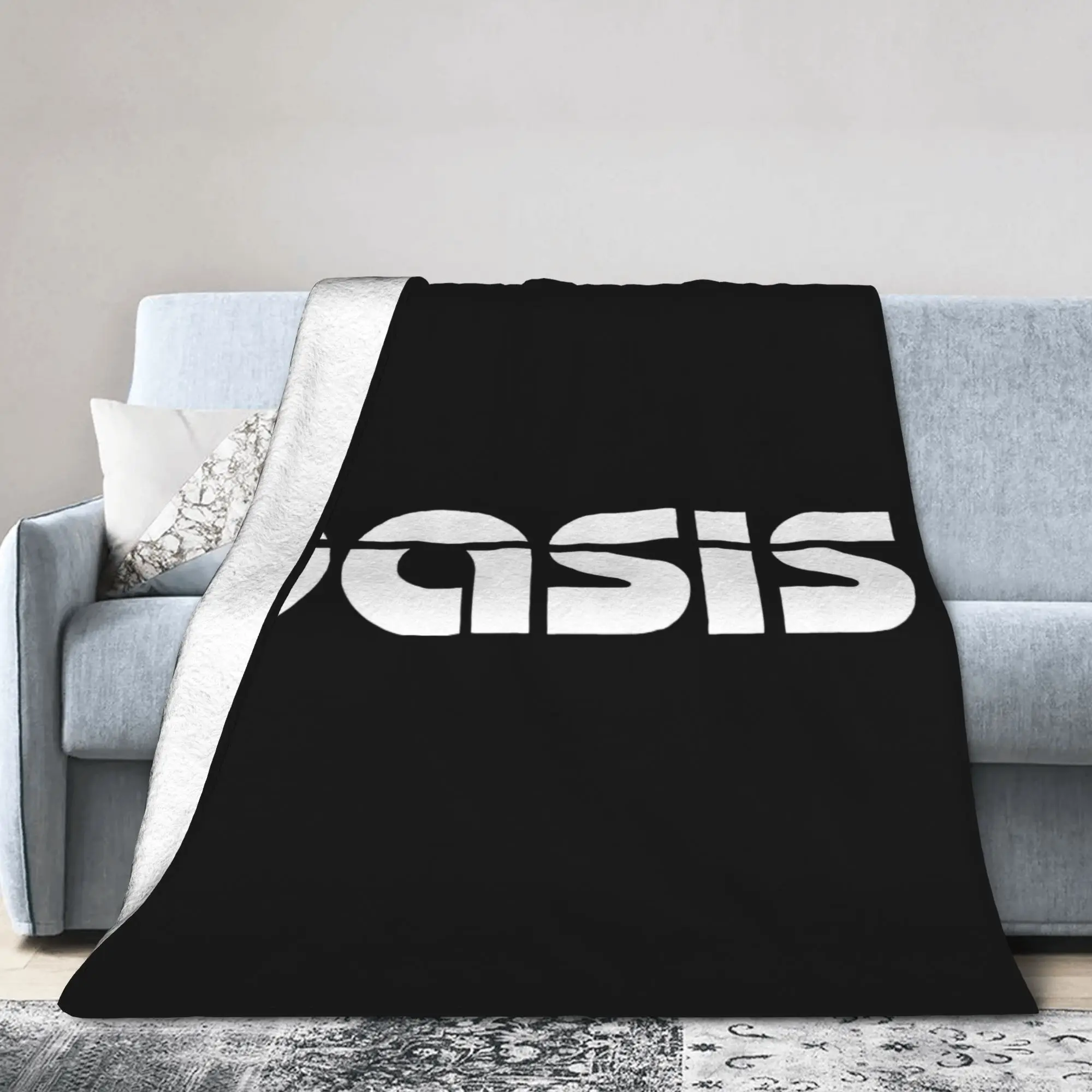 Rock Band Music Albums  Flannel Throw Blanket O-Oasis Blankets for Bedding Couch Super Warm Quilt