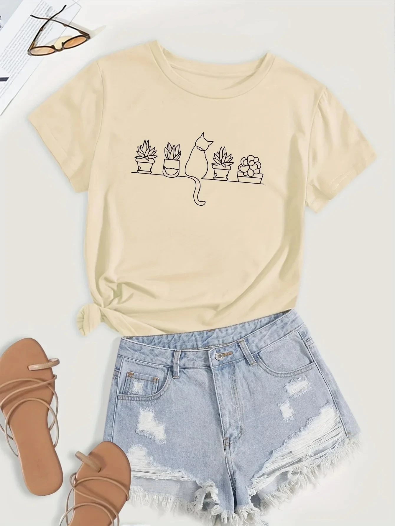 Damska koszulka oversize na lato, modny nadruk, casualowa bluzka z krótkim rękawem, wygodny sweter plus size, modny strój.