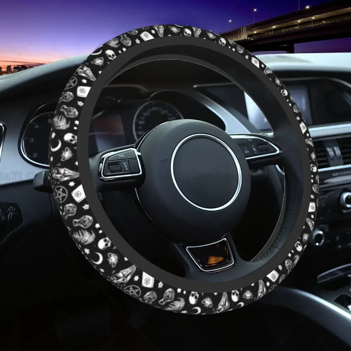 

Witch Steering Wheel Cover Halloween Occult Gothic Magic Auto Car Steering Wheel Protector for SUV Car Accessories Universal