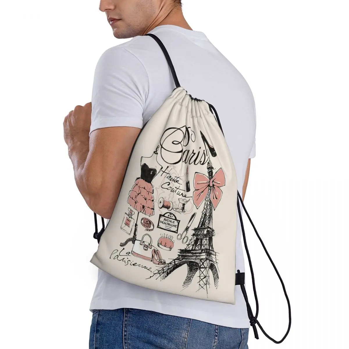 

Рюкзаки с изображением Эйфелевой башни (Париж, Франция), многофункциональные сумки на шнурке, спортивные сумки, сумки для книг для мужчин и женщин, школьные сумки