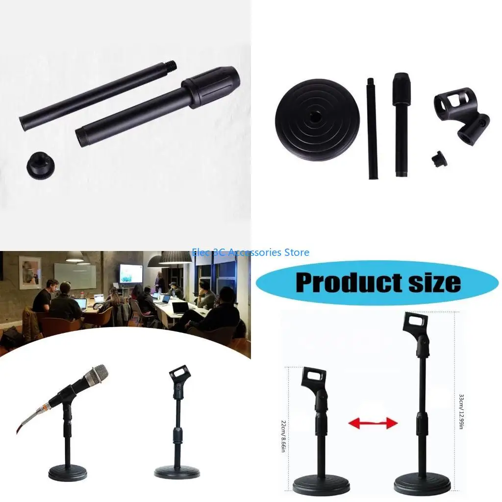 Y51A Professional Desktop Mic Stand Telescopic Microphone Holder Secure Grip Base