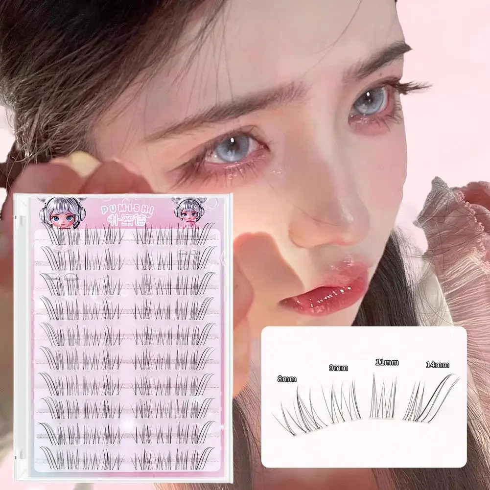10 Rows Fox-style False Eyelashes Slender and Natural Lashes Cluster Winged Lash Extension Anime lashes