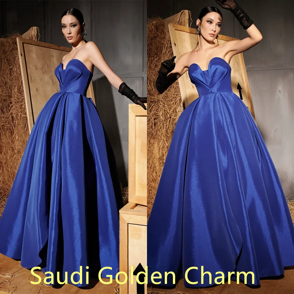 Customized  Classic Blue Satin Homecoming Dress Luxury Sweetheart Detachable Sleeve Ruched Zipper Back Customized Robe de soirée