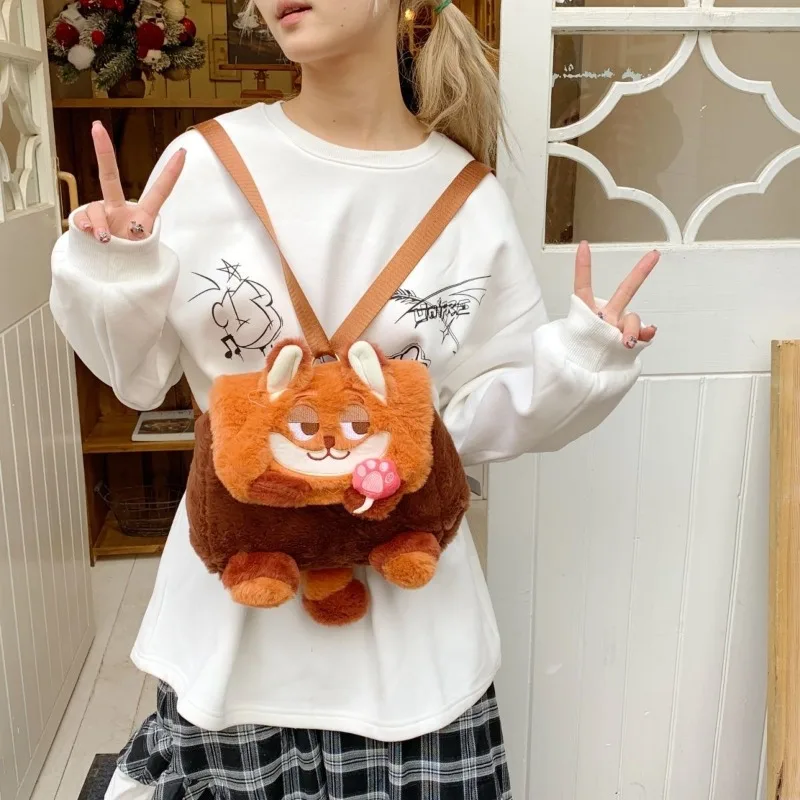 Disney Authentic JapaneseGirl's Backpack Cute Cartoon Plush Casual Versatile Zootopia Madness Judith Nick Laptop Backpack Unisex