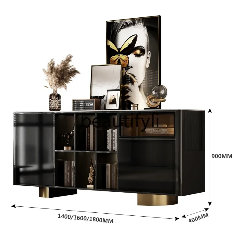 ssK178 ss25 Italian light luxury solid wood decorative cabinet, rock slab baking paint, study cabinet, dining side storage cabin