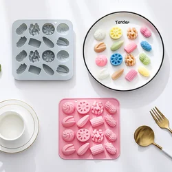 16 Holes,8 Different Food and Play Theme Modeling Silicone Molds Fondant Cake Chocolate Mold Ice Cube Cake Mould Cake Utensils