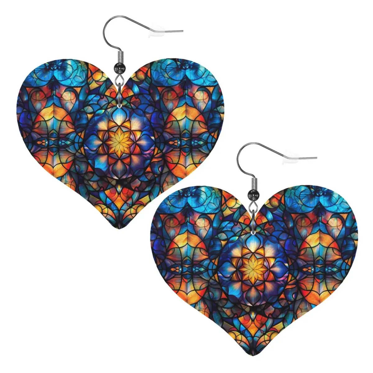 

Custom Drop Dangle Earrings Mosaic Stained Glass Leather Teardrop Earrings Colorful PVC Leather for Gifts Dainty Jewelry