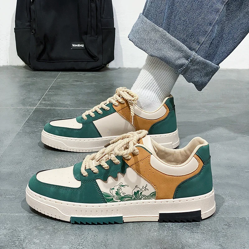 

Men's Large Size Casual Sports Shoes Trendy Sneakers Korean Style Mesh Upgraded Glueing Wear Resistant Rubber Outsole round Toe