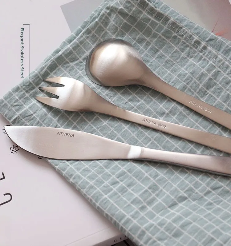 

Японский набор столовых приборов из нержавеющей стали, вестерн-стиль, вилка и ложка, металлические приборы для еды