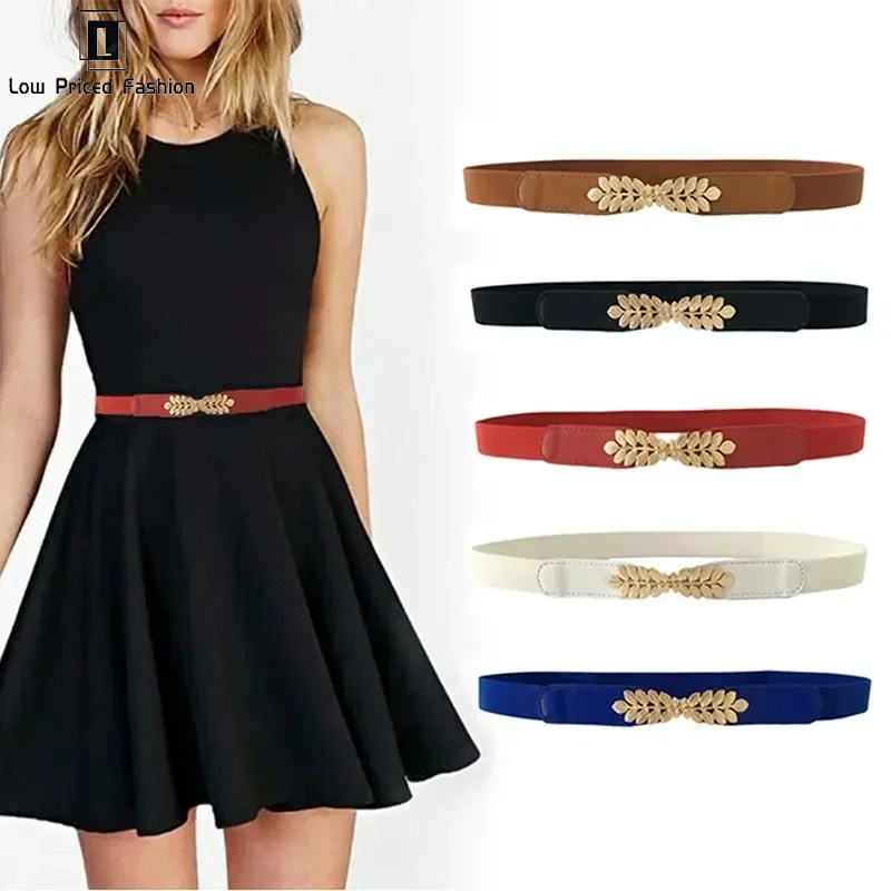 Fashion Women PU Black White Waist Band Thin Elastic Waist Belt Dress Apparel Accessories Cinturon Mujer Hot Sale