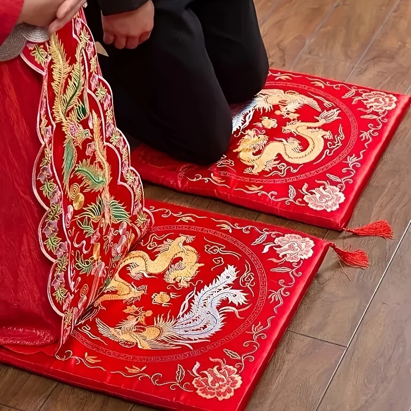 2pcs Set of Wedding Tea Offering Kneeling Mats for Bride and Groom, Thickened Mats for Changing Surnames, Kowtow Ceremony Mats,
