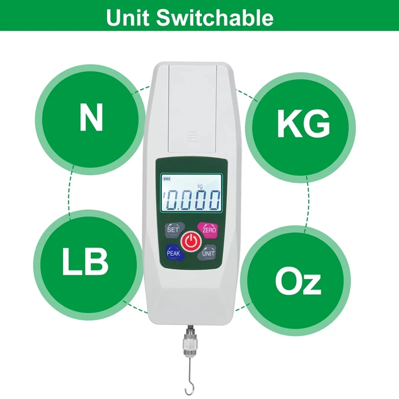 GTBL Digital Force Gauge Push And Pull Tester Meter Mini Dynamometer N Kg Lb Oz 500N/50Kg/110Lb/1800Oz 1% Accuracy