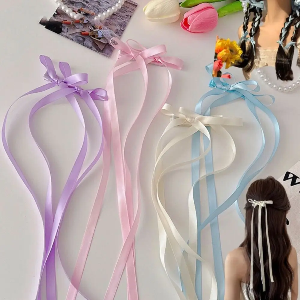 Fashion Bowknot Hair Clip for Women Girl Cute Satin Ribbon Bobby Pin Braiding Kawaii Ballet Headwear Hair Tool Headband Hairpin