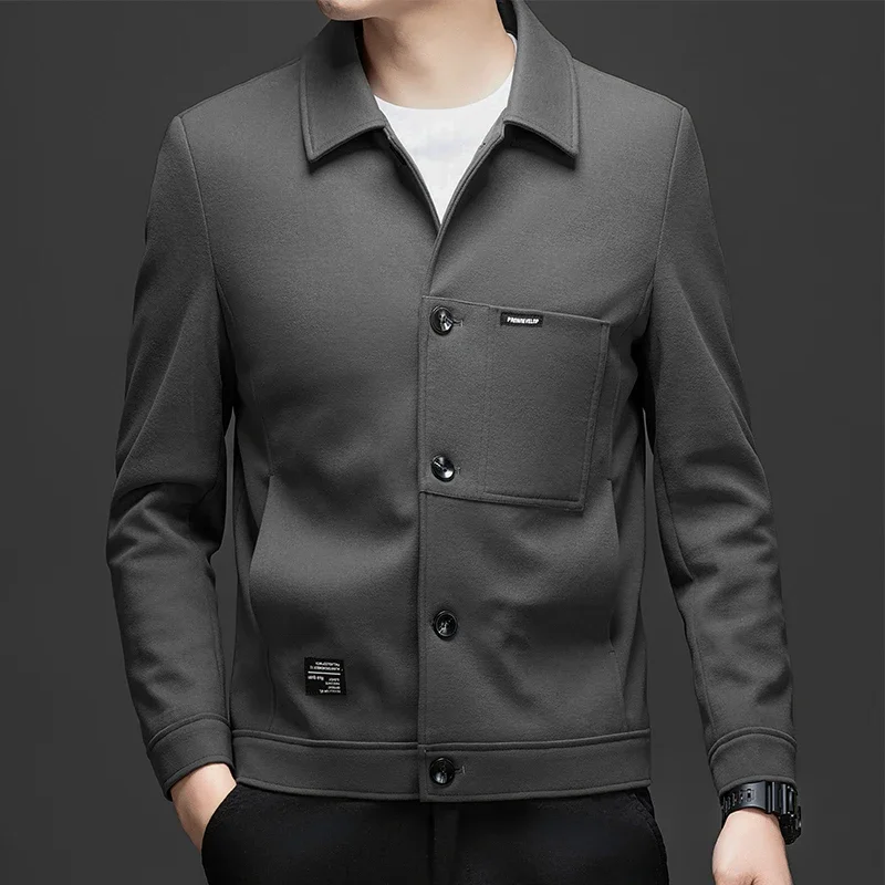 

Long-sleeved Roupas Masculinas Lapel Solid Color High Quality Wind-Resistant Large Size Jacket Comfortable Classic Men Clothing