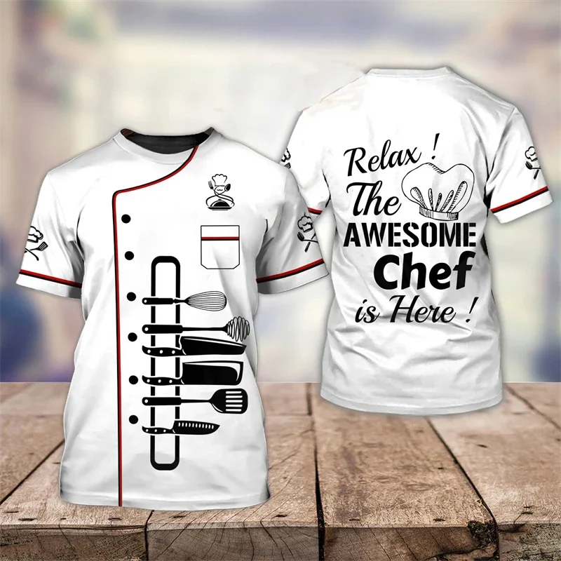 

Chef Shirt Kitchen Men's T-shirts 3D Print Men Clothing O-Neck Oversized Short Sleeve Tops Fashion Punk Streetwear Tee Shirt 4XL