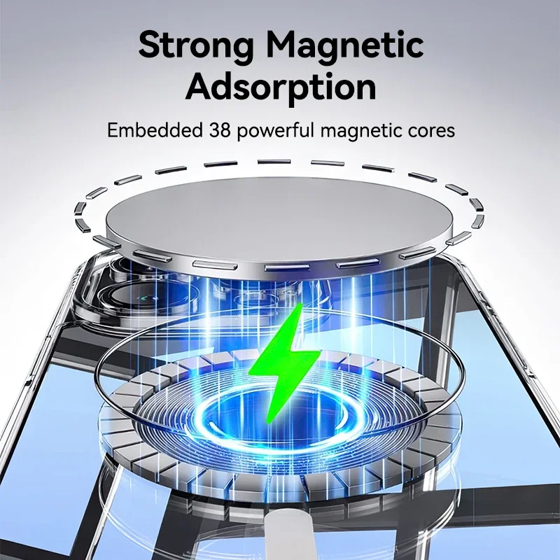 Joyroom Magnetic Case For iPhone 17 16 ProMax Slim Thin Phone Case Transparent Cover For iPhone 16 Wireless Charger Magnet Cover