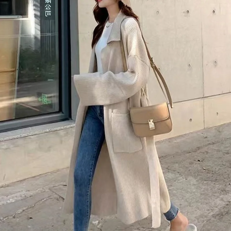 

Women's Long Sweater Cardigan Coat Autumn Winter New High-end Thick Loose Lazy Knitted Coat