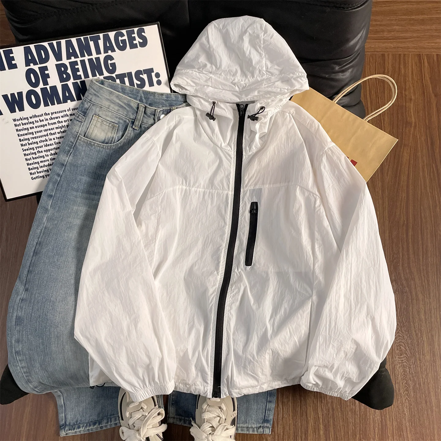 

Lightweight Breathable UPF50 UV Protection Ice Silk Hooded Jacket for Cycling Men's Women's Durable Water-resistant Outdoor S...