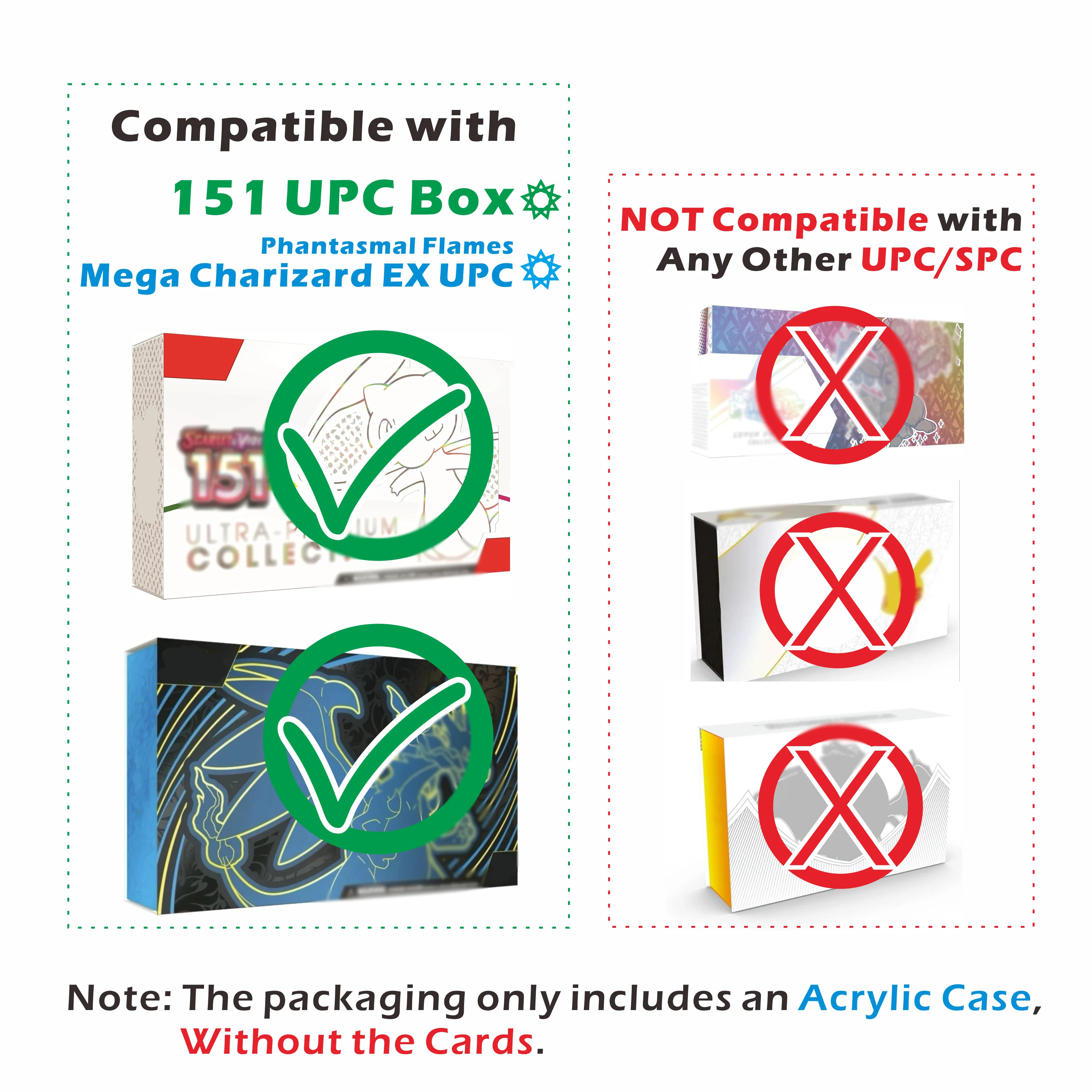 حافظة عرض مغناطيسية من الأكريليك من Mega Charizard EX UPC بسمك 5 مم لـ Mega Charizard EX UPC / S&V 151 UPC حزمة من 1 غبار واقية