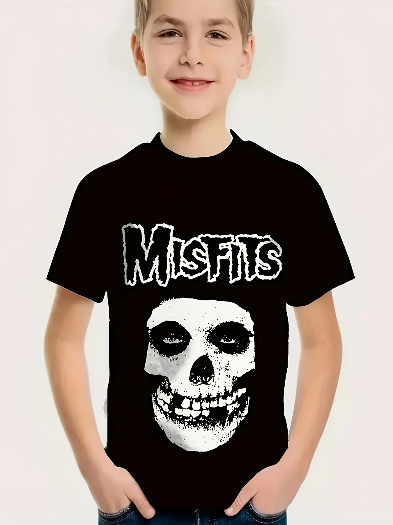Cartoon Mode MIsFIts Schädel Grafik Shirt Druck Kinder T-Shirt Kinder T Sommer Mädchen Jungen Shirt Casual Tops Crewneck Kleidung