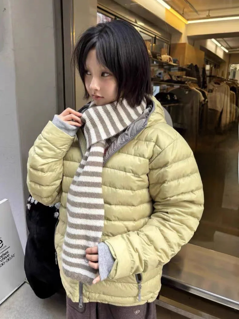 

Lightweight Loose Women's down Jaet ort Design Warm Casual Sle Du Feather Fill Hooded Coat Slimming Effect Outerwear