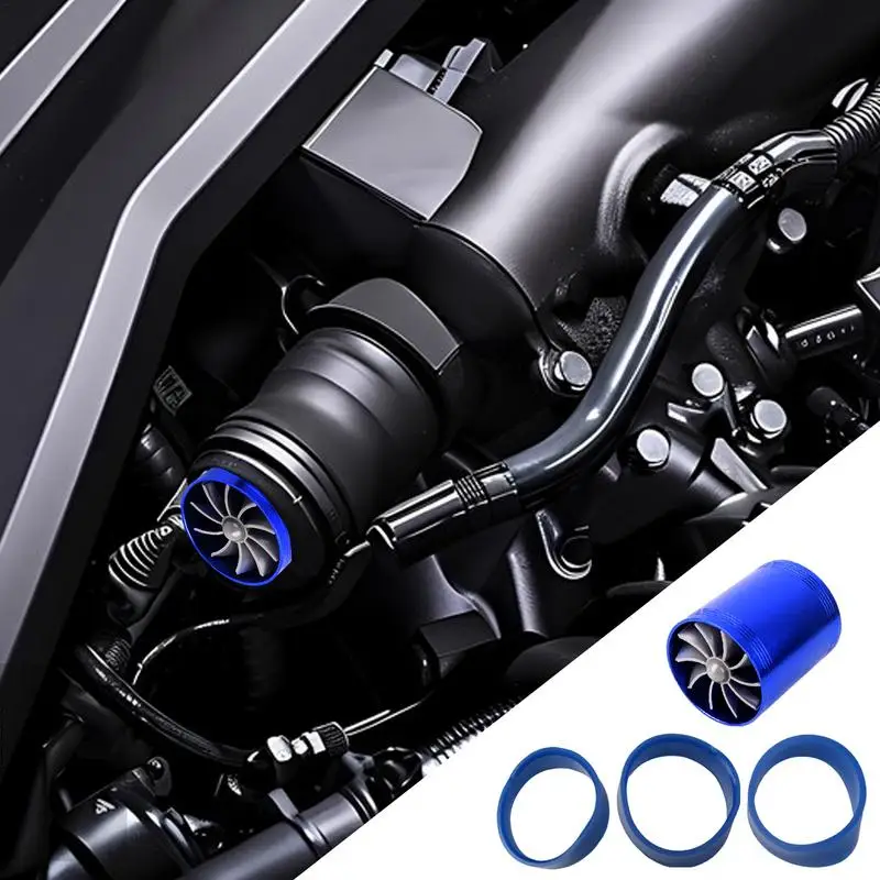 For Turbine Air Intake Turbonator Air Turbo Parts Engine Intake Turbo Charger Aluminum Double Fan Engine Turbocharger Energy