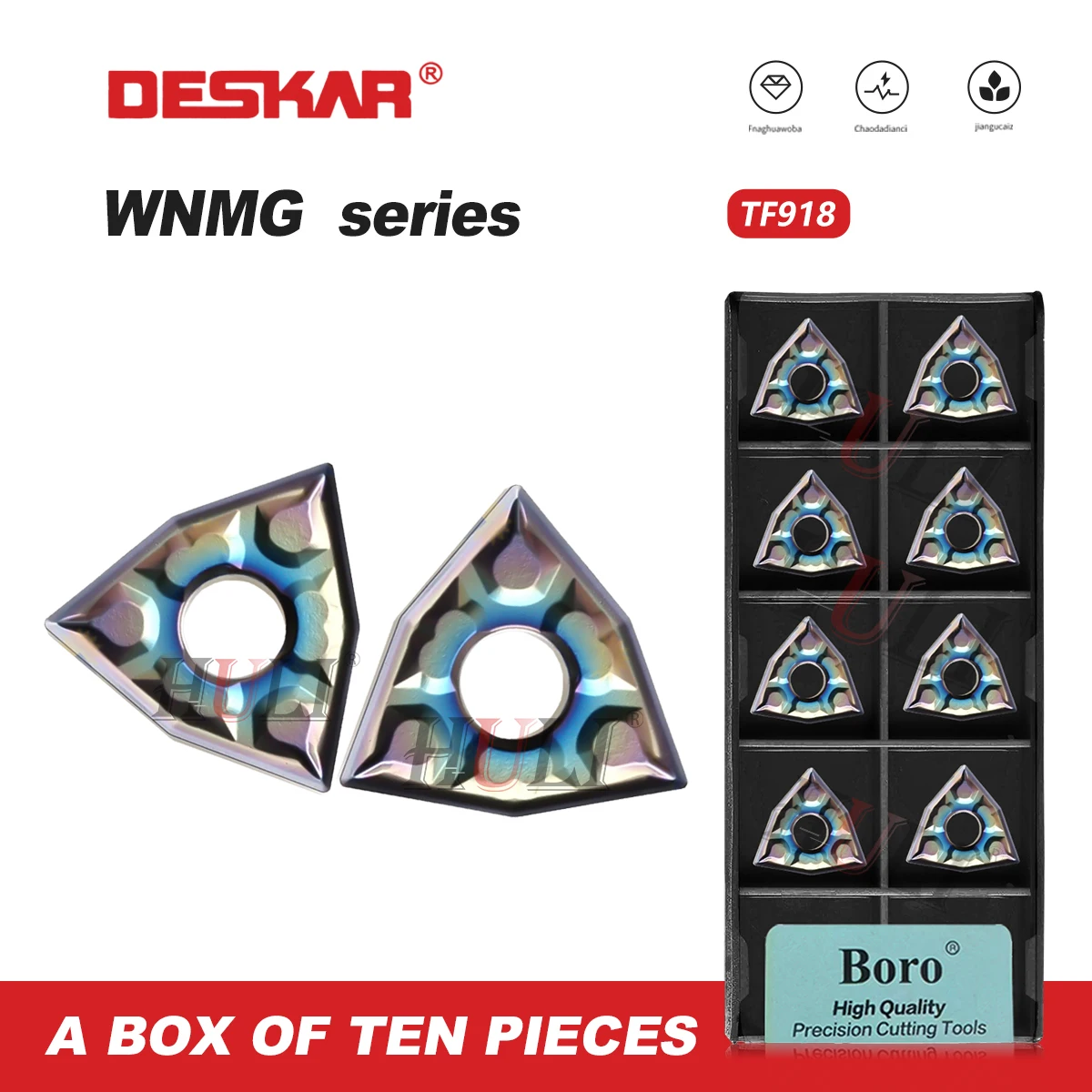 

DESKAR 100% Original Numerical Control CNC lathe WNMG080404-TF/WNMG080408-TF TF918 Hardened Steel Triangle Blade Turning Toolss