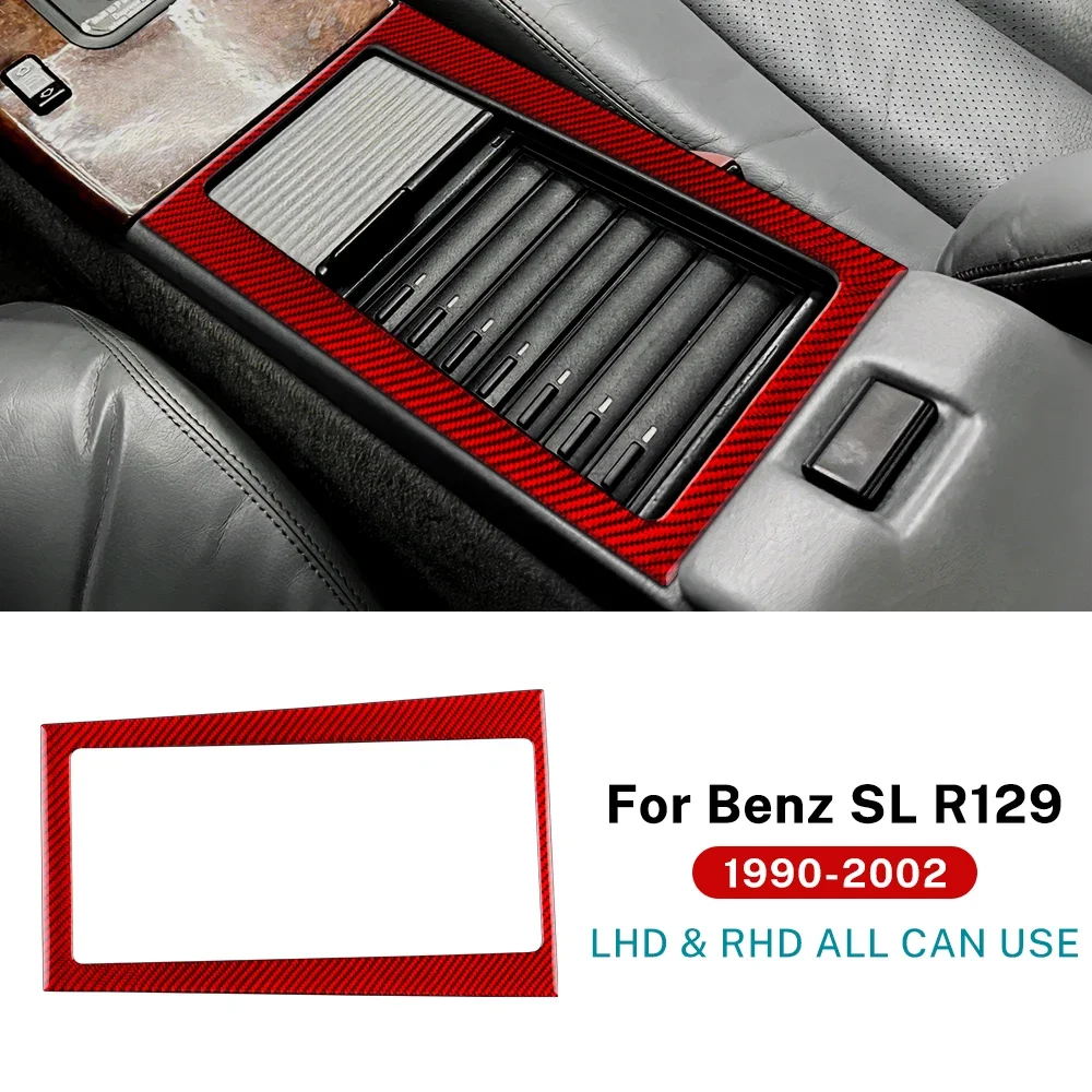 Real Soft Carbon Fiber Sticker Car Storage Box Panel For Mercedes Benz SL R129 1990-1994 1995 1996 1997 1998 1999 2000 2001 2002