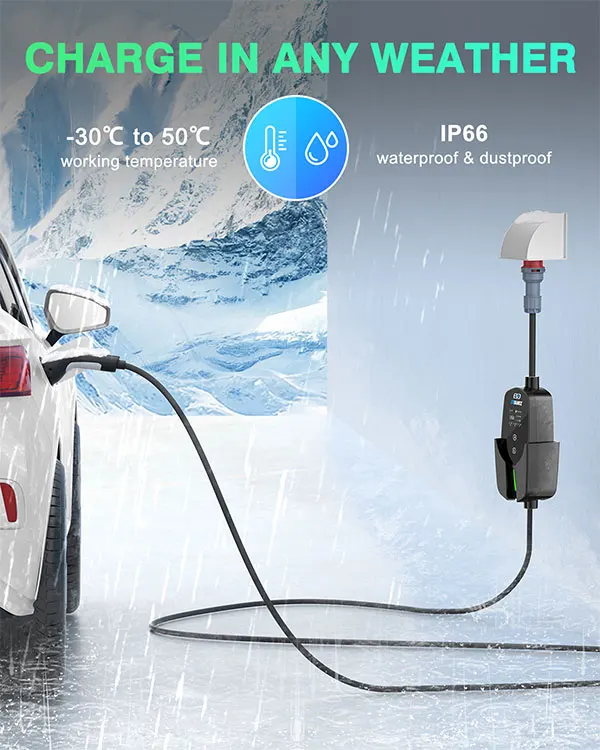 Cargador EV portátil rápido tipo 2, estación de carga Evse para coche eléctrico, 11kw, 16A, trifásico, enchufe tipo 2, CA, uso doméstico