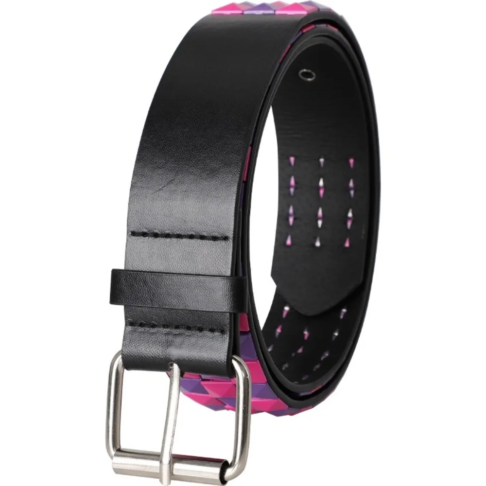 Y2k عارضة الشرير برشام حزام روك نمط تنوعا حزام معدني ثقيل متعدد الألوان قابل للتعديل حزام البنطال الجينز للجنسين