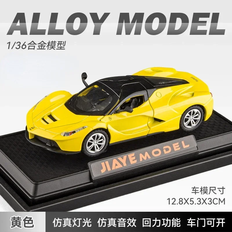 Ferrari Laferrari Convertible Diecast Car Model, Metal Toy Collection, Light and Sound Rib, Back Car, Alloy Gifts, X75, 1:36