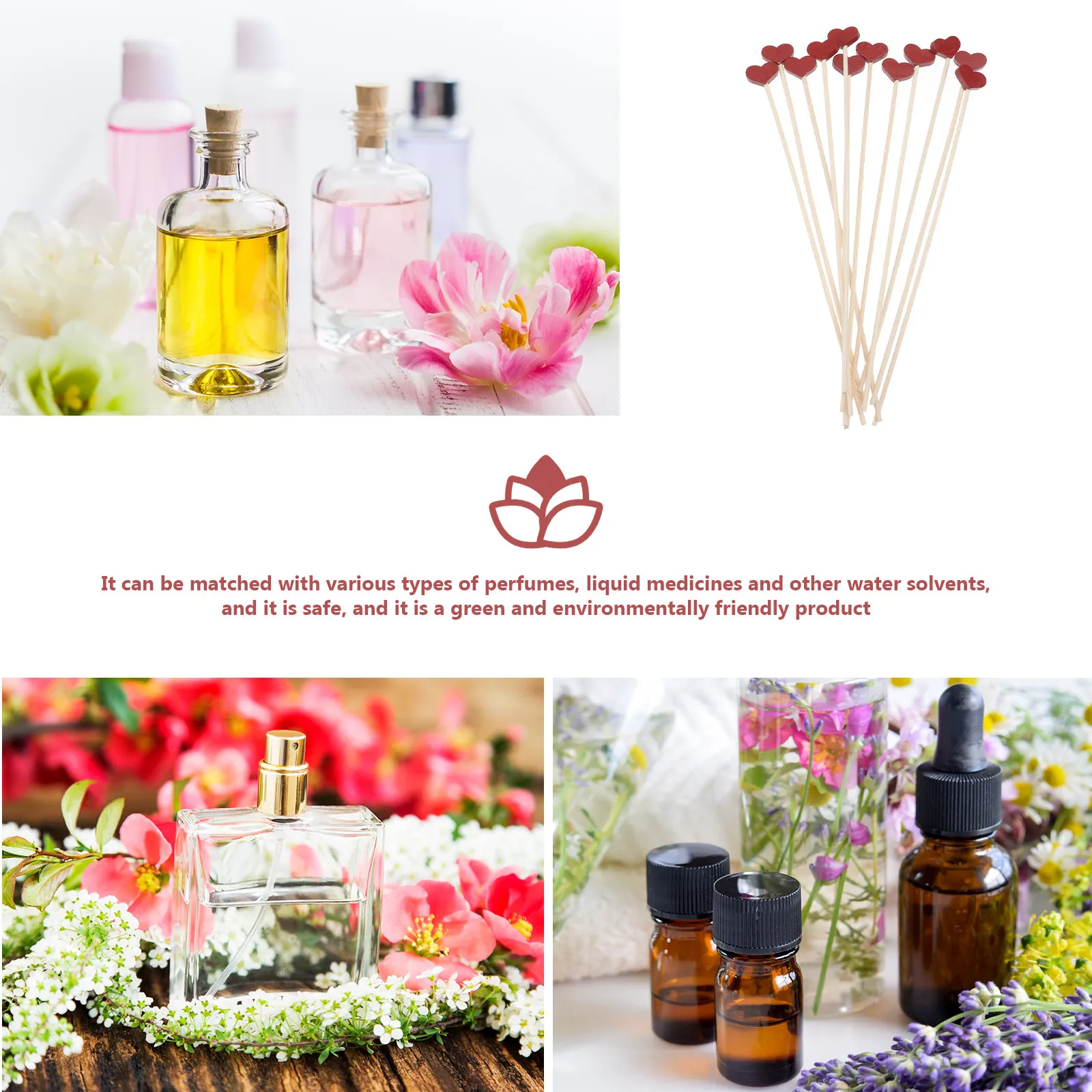12Pcs Heart Shaped Rattan Diffuser Sticks for Aroma Diffuser Bottles Natural Aromatherapy Fragrance Volatility Accessories view 3