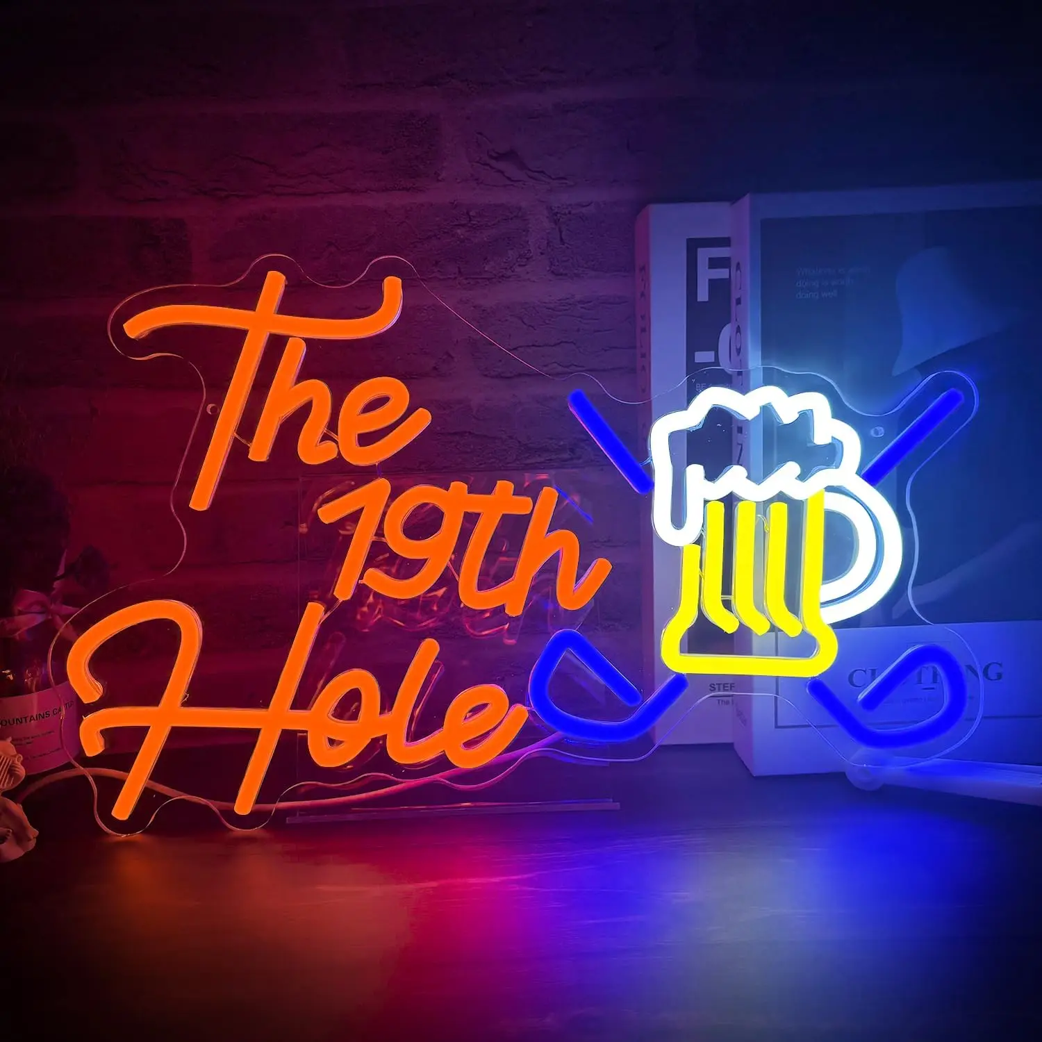 The 19th Hole Golf Beer Mug LED Neon Sign USB Powered Wall Light Golf Club Bar Man Cave Garage Pub Decor Gift For Golf Lovers