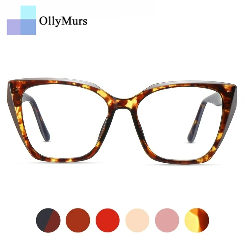 

OLLYMURS TrendyTr90 женские очки-бабочки на заказ, блокирующие синий свет, оптические очки по рецепту, оправа для очков «кошачий глаз»
