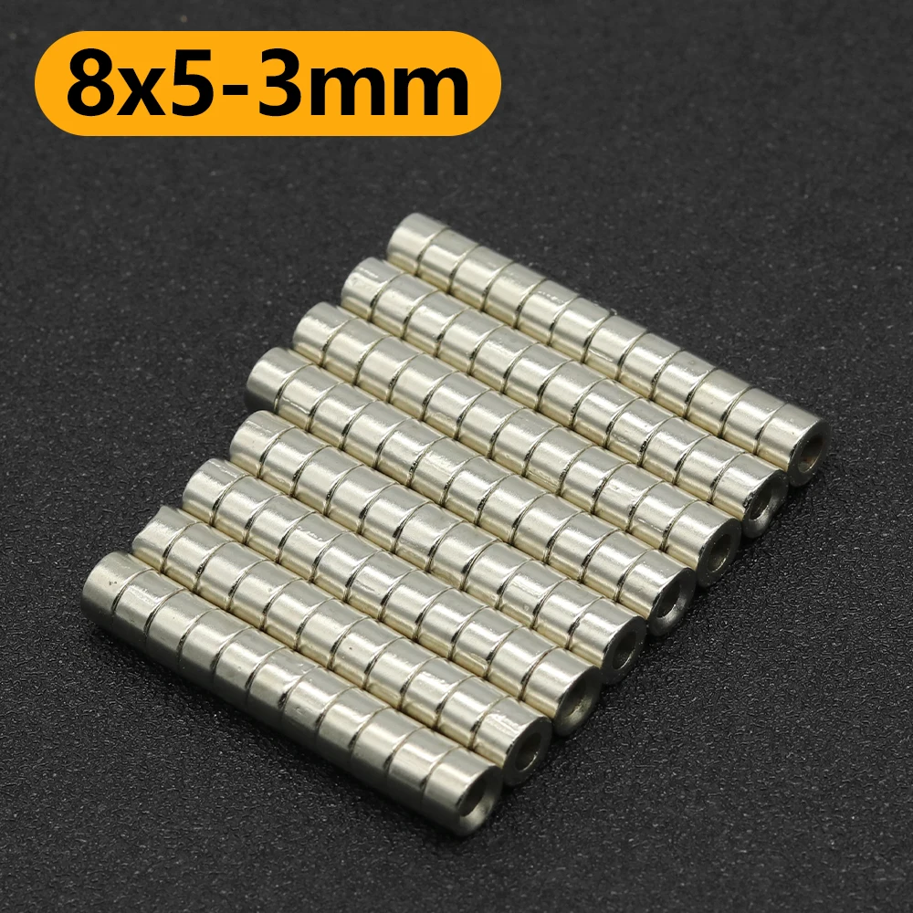 

5~500Pcs 8x5-3mm N35 NdFeB Round hole Magnet Super Powerful Neodymium Magnets Strong Permanent Magnetic imanes Disc 8x5hole3