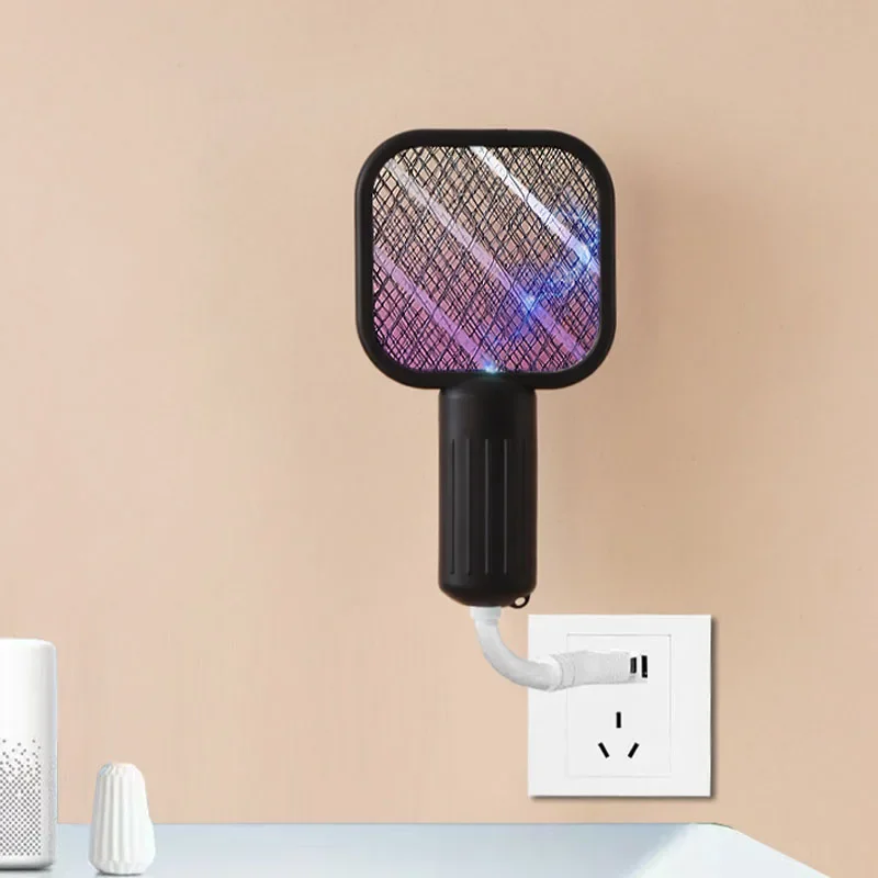 แบบพกพา USB ชาร์จ 2 in 1 ไฟฟ้ายุง Killer Fly Swatter Bug Zapper UV Light TRAP สําหรับในร่มกลางแจ้งบ้านห้องนอน