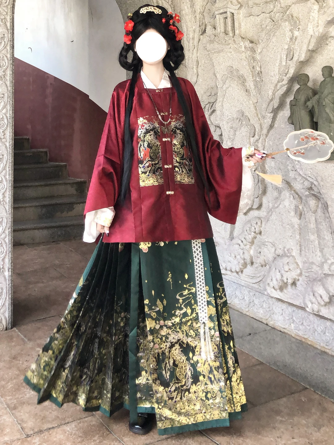 

Dr Sants Hanfu год хвост юбка большой размер пуговицы фронтальная слуга мешочек для монет женский традиционный китайский костюм