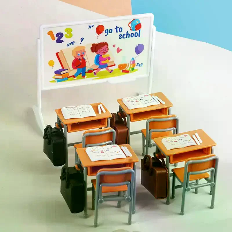 1:12 Dollhouse Miniature Simulation Classroom Desk Blackboard Book Bag Furniture Home Model Decor Toy Doll House Accessories