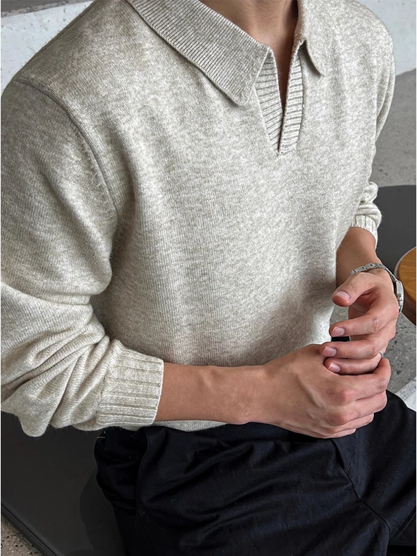 

Faionable Casual Knitted Sweater for Men Simple Sle V-Ne Long Sve Warm Autumn Winter Clothing Versatile Lightweight