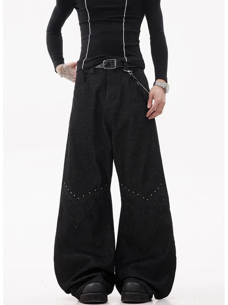 Bla Jeans casual a gamba larga da uomo Faion Versatile semplice design di fascia alta Pantaloni lunghi con coltello ampio drappeggiato allentato