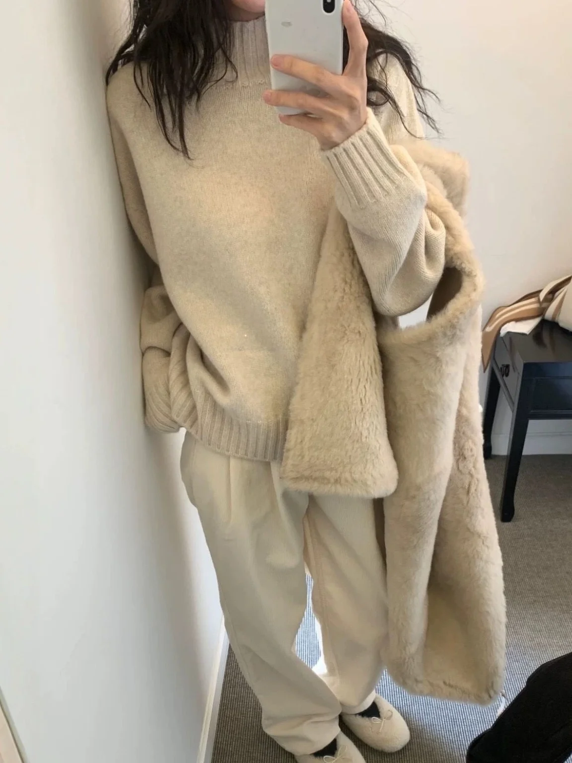 

High Neck Knitted Wool Sweater Extra Fine Yarn High Grams Warm Color Premium Thickened Korean Style Women's Long Sleeve