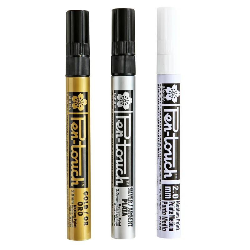 0.7/1.0/2.0mm Student Sketch Graffiti Art Markers Hook Liner Pen Silver Gold Permanent Metallic Marker Pens Japanese Stationery