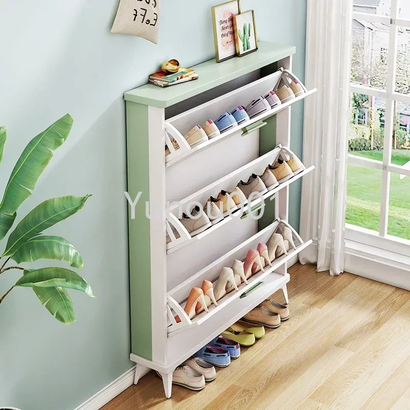 Corridor Shoe Cabinet Ultra-thin Vertical Shoe Cabinet White Energy-saving Pipe Modern Furniture Entrance ZY50XG