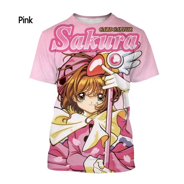 Summer Men's and Women's Anime Card Captor Sakura 3D Printing T-shirt Casual Fashion T-shirt