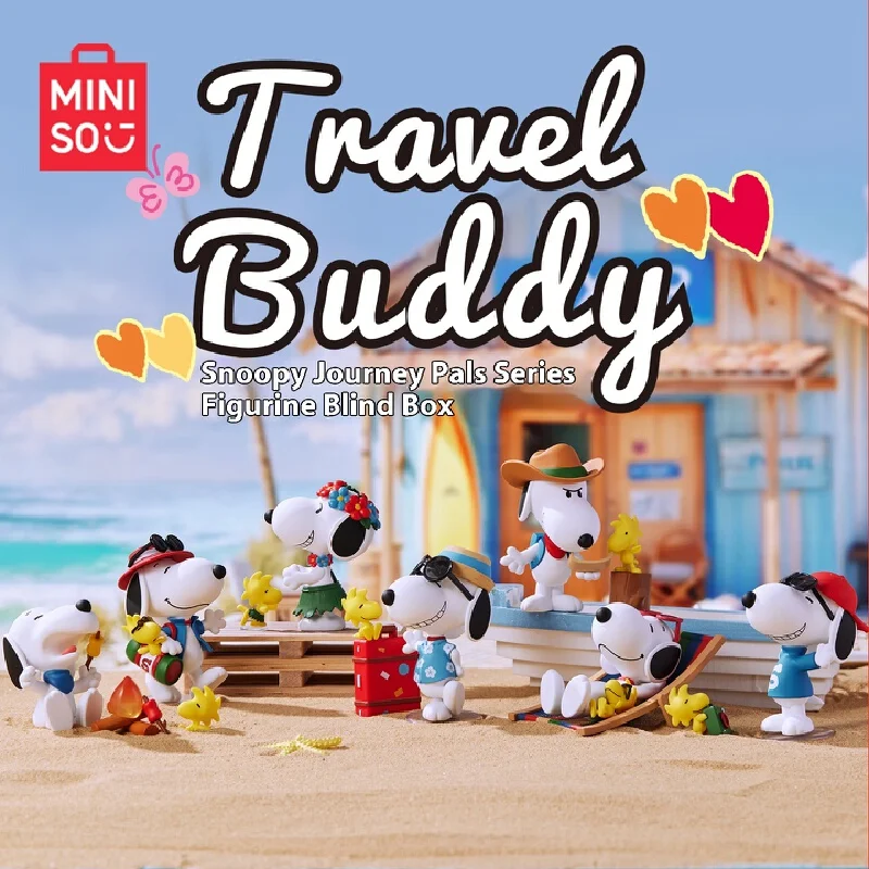 

Новая оригинальная MINISO SNOOPY Travel Buddy Series слепая коробка Kawaii аниме фигурка украшение для рабочего стола модель куклы игрушка подарок на день рождения