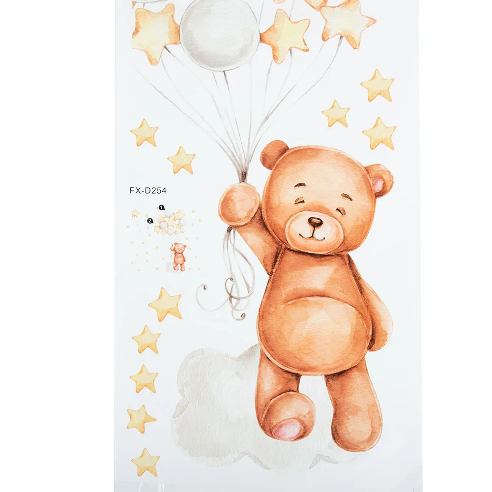 Removable Wall Sticker with For Teddy Bear and Stars Nursery Wall Decal for Children's Bedrooms and Play Areas