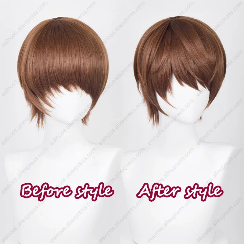 Anime Yagami Light Cosplay Wig 30cm Dark Brown Short Hair Heat Resistance Synthetic Wigs