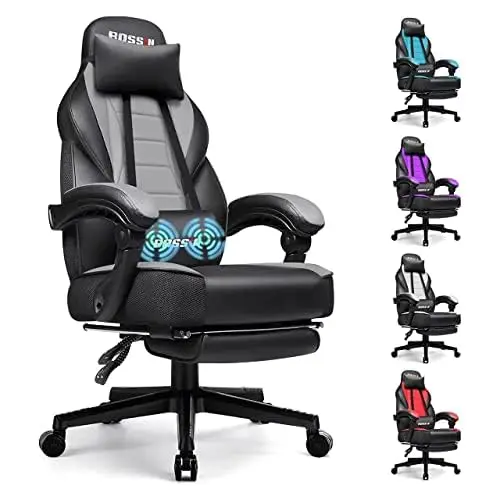 

Gaming Chair with Massage, Ergonomic Heavy Duty Design with Footrest and Lumbar Support, Large Size Cushion High, Customized