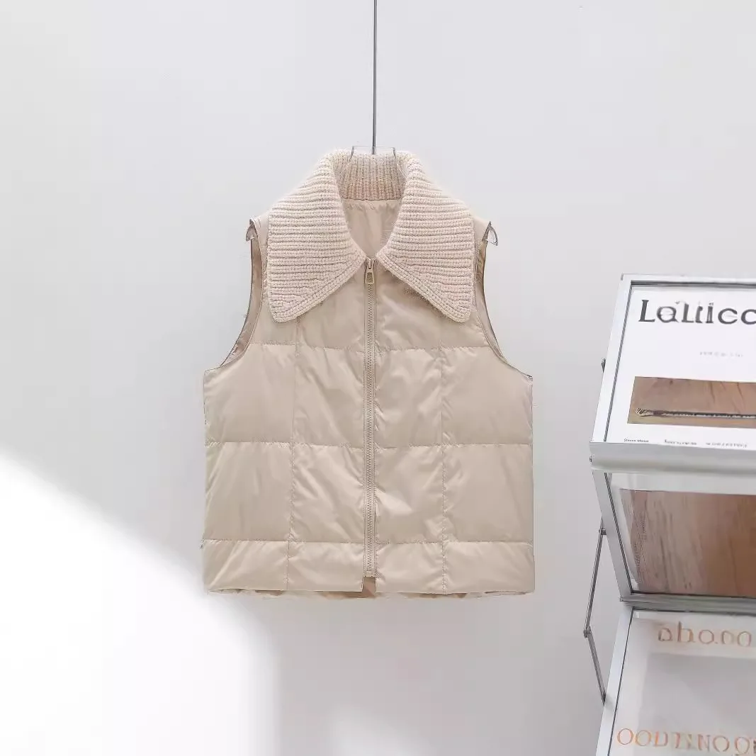 

Lapel Vest Commuting Down Vest 2025 Autumn and Winter New Women's Knitted