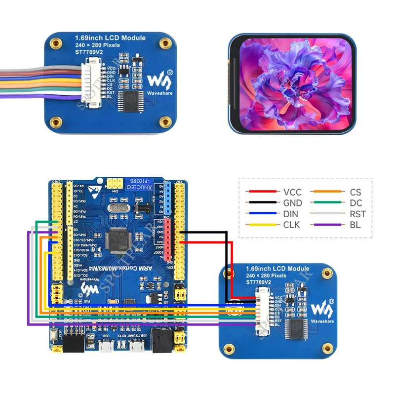 

Raspberry Pi 1,69 дюймовый ЖК-дисплей, модуль 240 ×280, разрешение IPS 262K, цвета SPI для Arduino / STM32